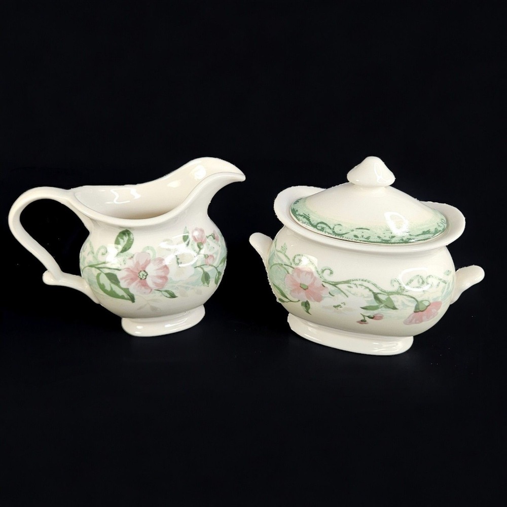 Westbury Court Elizabeth Creamer Lidded Sugar Bowl Set Floral Shabby Chic